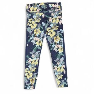 JoyLab High-Rise 7/8 Leggings Floral with Sheer Mesh Side Panels - Small